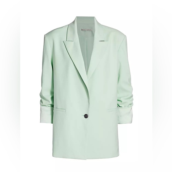 Alice + Olivia Jackets & Blazers - Alice And Olivia Mint Green Blazer Ruched Sleeve Size 12